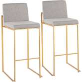 Fuji High Back 31" Bar Stool in Grey Fabric & Gold Steel (Set of 2)